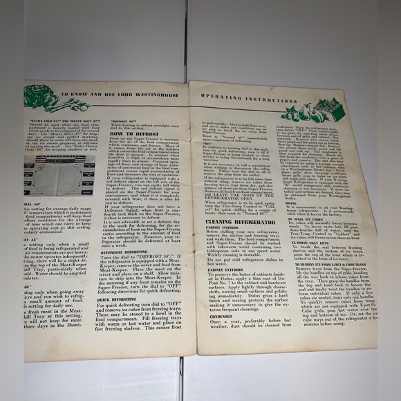 ☀️VTG 1940'S WESTINGHOUSE Refrigerator Recipe Book Cookbook Instruction Guide - Picture 4 of 13